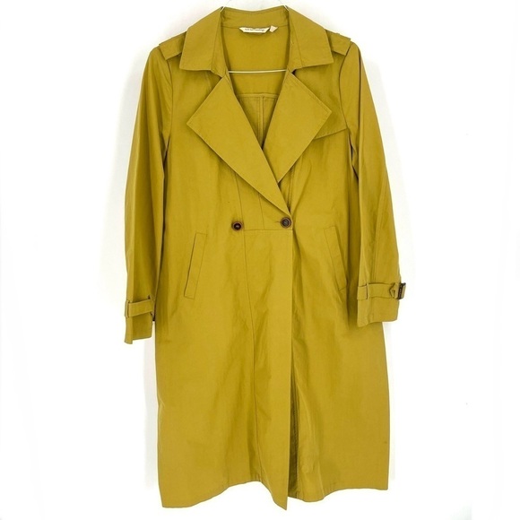 Soft Surroundings Longline Lemon Grass Bright Trench Coat - Picture 2 of 7